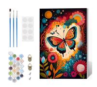 Paint by Numbers Kit for Adults Beginner with Frame, Butterfly Adults' Paint-by-Number Kits on Canvas, Flowers DIY Acrylic Painting by Numbers Easy Oil Painting by Number Kits for Home Decor, 8x12in