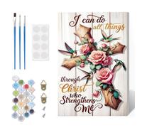 Paint by Numbers Kit for Adults Beginner with Frame, Cross Adults' Paint-by-Number Kits on Canvas, Flowers DIY Acrylic Painting by Numbers Easy Bird Oil Painting by Number Kits for Home Decor, 8x12in