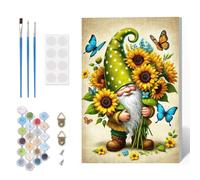Paint by Numbers Kit for Adults Beginner with Frame, Gnome Adults' Paint-by-Number Kits on Canvas, Sunflower DIY Acrylic Painting by Numbers Easy Butterfly Oil Painting by Number for Home Decor 8x12in