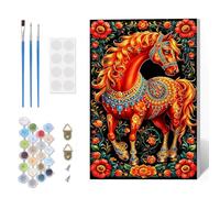 Paint by Numbers Kit for Adults Beginner with Frame, Horse Adults' Paint-by-Number Kits on Canvas, Flowers DIY Acrylic Painting by Numbers Easy Animal Oil Painting by Number Kits for Home Decor 8x12in