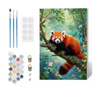 Paint by Numbers Kit for Adults Beginner with Frame, Red Panda Adults' Paint-by-Number Kits on Canvas, Animal DIY Acrylic Painting by Numbers Easy Oil Painting by Number Kits for Home Decor, 8x12in