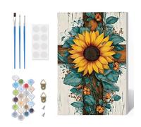 Paint by Numbers Kit for Adults Beginner with Frame, Sunflower Adults' Paint-by-Number Kits on Canvas, Cross DIY Acrylic Painting by Numbers Easy Oil Painting by Number Kits for Home Decor, 8x12in