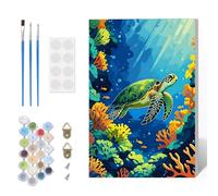 Paint by Numbers Kit for Adults Beginner with Frame, Turtle Adults' Paint-by-Number Kits on Canvas, Coral DIY Acrylic Painting by Numbers Easy Ocean Oil Painting by Number Kits for Home Decor, 8x12in