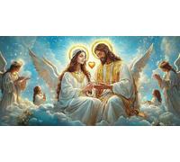 Paint by Numbers Kit for Adults Beginners, Couple Angel Paint by Numbers Canvas Kits, DIY Acrylic Painting Crafts Number for Home Wall Bedroom Study or Office Decor Gifts 80x40in (No Frame) d-223