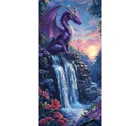 Paint by Numbers Kit for Adults Beginners, Dragon Waterfall Paint by Numbers Canvas Kits, DIY Landscape Acrylic Painting Crafts Number for Home Wall Bedroom Study Decor 32x64in (No Frame) i-489