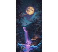 Paint by Numbers Kit for Adults Beginners, Moon, Waterfall Paint by Numbers Canvas Kits, DIY Landscape Acrylic Painting Crafts Number for Home Wall Bedroom Study Decor 16x32in (No Frame) i-881
