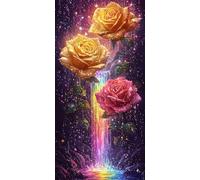 Paint by Numbers Kit for Adults Beginners, Rainbow Roses Paint by Numbers Canvas Kits, DIY Landscape Acrylic Painting Crafts Number for Home Wall Bedroom Study or Office Decor 24x48in (No Frame) i-49
