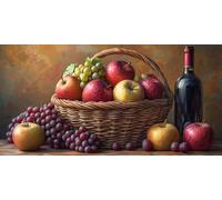 Paint by Numbers Kit for Adults Beginners, Red Wine And Fruits Paint by Numbers Canvas Kits, DIY Acrylic Painting Crafts Number for Home Wall Bedroom Study or Office Decor 32x16in (No Frame) d-302