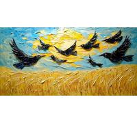 Paint by Numbers Kit for Adults Beginners, Wheat Field Crow Paint by Numbers Canvas Kits, DIY Landscape Acrylic Painting Crafts Number for Home Wall Bedroom Study Decor 28x56in (No Frame) i-496