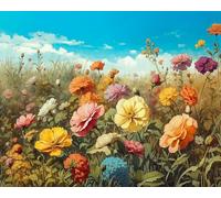 Paint by Numbers Kit for Adults, Bright Flowers Paint by Numbers with Paintbrushes and Acrylic Pigment, Meadow is Adorned with Bright Flowers Paint by Numbers Kit for Adults 16x20 Inch Frameless