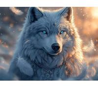 Paint by Numbers Kit for Adults, Feathered White Wolf, DIY Acrylic Pigment Drawing Paintwork, High Definition Canvas Set, Home Wall Decor, Birthday Idea Gift 30x40cm WM1L-932