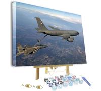Paint by Numbers Kit for Adults - Fighter War Airplane - Framed and Easel Crafts DIY Paint by Numbers Kits for Beginners