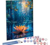 Paint by Numbers Kit for Adults, Flower Lotus Paint by Number Kits on Canvas Without Frame, DIY Acrylic Color Arts and Crafts for Adults Beginners, Painting for Wall Decor 24 x 36 Inch PjY2194 D-O
