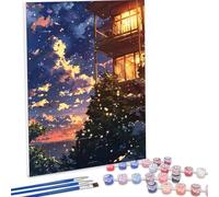 Paint by Numbers Kit for Adults, House Landscape Paint by Number Kits on Canvas Without Frame, DIY Acrylic Color Arts and Crafts for Adults Beginners, Painting for Home Wall Decor 16x20in PjY3480 7-J