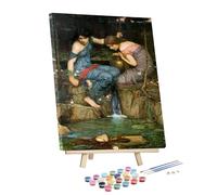 Paint by Numbers Kit for Adults - Painting by Painting by John William Waterhouse Nymphs Finding The Head of Orpheus Framed and Easel DIY Acrylic Painting Kit for Hoom Decor Canvas