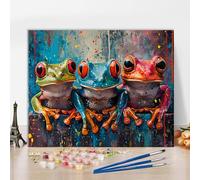 Paint by Numbers Kit for Adults Red Eyed Tree Frog Painting Tropical Rainforest Wildlife DIY Art with 16x20 Inch Canvas Acrylic Paints and Brushes Unique Nature Themed Gift Idea