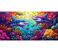 Paint by Numbers Kit for Adults, Shark Paint by Number Kits on Canvas Without Frame, DIY Acrylic Paint Kit Arts and Crafts for Adults Beginners, Easy Painting for Home Wall Decor Gifts 36x72inch F-733