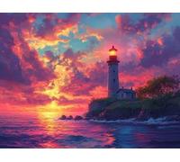 Paint by Numbers Kit for Adults, Sunset Lighthouse, DIY Acrylic Pigment Drawing Paintwork, High Definition Canvas Set, Home Wall Decor, Birthday Idea Gift 90x120cm WM1L-380