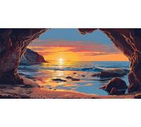 Paint by Numbers Kit for Adults, Sunset Sea Paint by Number Kits on Canvas Without Frame, DIY Acrylic Paint Kit Arts and Crafts for Adults Beginners, Easy Painting for Home Wall Decor 32x64inch F-816