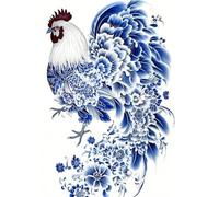 Paint by Numbers Kit On Canvas DIY Oil Art Blue Delft Chicken Picture 40x60cm