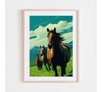 Paint by Numbers Kit Three Horses Running Through A Lush Green Meadow, DIY Paint by Numbers Kits, Drawing Canvas with Brushes and Acrylic, High Quality 36 Colors Canvas (30x40cm (No Frame))
