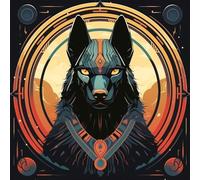 Paint by Numbers Kits,40Cm X 40Cm,DIY Acrylic Painting for Adults and,with Paints Brushes and Card Sized Magnifier,Ancient Egypt Style Wolf Magic Circle,with Frame