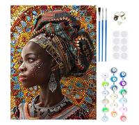 Paint by Numbers Kits African Woman 30x20cm Large Paint by Numbers for Adults Beginner Flower,DIY Oil Painting Art with Paintbrushes and Acrylic Pigment,Hobbies for Women Adults Crafts Frameless M-168