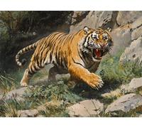 Paint by Numbers Kits Animal 20x30cm Large Paint by Numbers for Adults or Beginner Tiger,DIY Oil Painting Art with Paintbrushes and Acrylic Pigment,Hobbies for Women Adults Crafts Frameless E1-1257