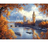 Paint by Numbers Kits Autumn 20x30cm Large Paint by Numbers for Adults or Beginner London,DIY Oil Painting Art with Paintbrushes and Acrylic Pigment,Hobbies for Women Adults Crafts Frameless E1-1182