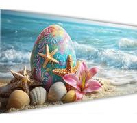 Paint by Numbers Kits Beach 40x80cm Large Paint by Numbers for Adults with Frame Easter, DIY Oil Painting Art with Paintbrushes and Acrylic Pigment, Hobbies for Women Adults Crafts Wall Decor LE-55