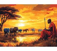 Paint by Numbers Kits for Adults Africa Paint by Numbers Elephant Painting by Numbers Kits on Canvas,Craft Art Painting Acrylic Drawing Paintwork for Home Wall Decor, Women Gifts 40x50cm Frameless