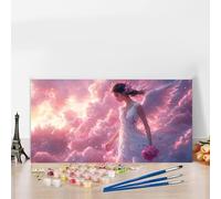 Paint by Numbers Kits for Adults Angel Paint by Numbers Kits on Colored Canvas, Without Frame DIY Craft Art Oil Painting Women Acrylic Pigment Paintwork Kit for Relax Gifts and Home Decor 40x70 G8-557