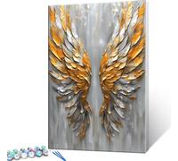 Paint by Numbers Kits for Adults, Angel Wings Painting by Number Kits On Canvas, DIY Oil Painting Kits on Canvas with Brushes and Acrylic Pigment, Home Wall Decor 8x12 in/20x30 cm, Without Frame F-694