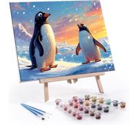 Paint by Numbers Kits for Adults, Arctic Penguin Painting by Number Kits, DIY Oil Painting Kits on Canvas with Brushes and Acrylic Pigment, Home Wall Decoration 16x20 in/40x50 cm, Without Frame F-24