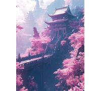 Paint by Numbers Kits for Adults Beginners Architecture Painting by Number for Kids Pink, Paint by Numbers for Adults Canvas with Acrylic Paint Brushes, Craft Art for Home Decor 100x130cm, Model 447