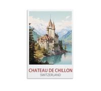 Paint by Numbers Kits for Adults Beginners,Chateau De Chillon Switzerland,Painting by Numbers for Adults for Home Wall Decor 40x50cm