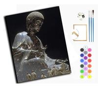 Paint by Numbers Kits for Adults Beginners,Oil Painting by Numbers Canvas for Gift Home Wall Decor (16x20 Inch)，Buddha's Shadow in The Galaxy,with Frame