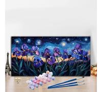 Paint by Numbers Kits for Adults Blue Paint by Numbers Kits Colored Canvas, Craft Art Butterfly Love Flower Oil Painting Acrylic Pigment Paintwork Kit Hobbies for Adults Women,Decor 12x24 Inch G8-983