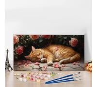 Paint by Numbers Kits for Adults Cat Paint by Numbers Kits on Colored Canvas, Without Frame DIY Craft Art Oil Painting Rose Acrylic Pigment Paintwork Kit for Relax Gifts and Home Decor 40 x 90 G8-229