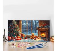 Paint by Numbers Kits for Adults Christmas Paint by Numbers Kits on Colored Canvas, Without Frame DIY Craft Art Oil Painting Bear Acrylic Pigment Paintwork Kit for Home Decor, Women Gifts 40x70 G8-725