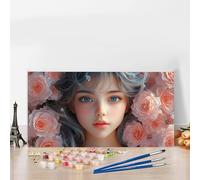Paint by Numbers Kits for Adults Cute Paint by Numbers Kits on Colored Canvas,Without Frame DIY Craft Art Oil Painting Girl Acrylic Pigment Paintwork Kit for Home Decor,Gifts for Women 40x70 cm G8-563