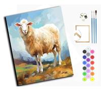 Paint by Numbers Kits for Adults,DIY Color Oil Painting Acrylic Paints for Home Wall Decor 16x20inch，Sheep in The Mountains,with Frame