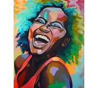 Paint by Numbers Kits for Adults,DIY Color Oil Painting Acrylic Paints for Home Wall Decor 16x20inch,Laughing African Woman,Frameless