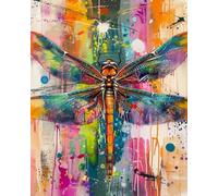 Paint by Numbers Kits for Adults,DIY Color Oil Painting Acrylic Paints for Home Wall Decor 16x20inch，Colorful Doodle Insect Dragonfly,Frameless