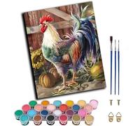 Paint by Numbers Kits for Adults,DIY Color Oil Painting Acrylic Paints for Home Wall Decor 16x20inch，Old Time Farm Rooster,Frameless