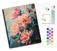 Paint by Numbers Kits for Adults,DIY Color Oil Painting Acrylic Paints for Home Wall Decor 16x20inch，Rose Dawn,with Frame
