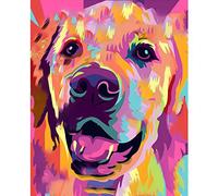 Paint by Numbers Kits for Adults,DIY Oil Painting by Numbers for Adults and Kids Adults Beginner with Paintbrushes for Home Wall Decoration Gift,Colorful Dog 16 x 20 inch (Without Frame)