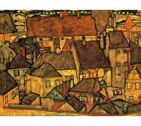 Paint by Numbers Kits for Adults Egon Schiele Yellow City DIY Canvas Oil Painting with Paint Brushes Acrylic Pigment
