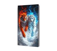 Paint by Numbers Kits for Adults flame Tiger Paint by Numbers Kids Ages 4-8-12, Painting by Number Kits On Canvas, DIY Color Oil Painting Acrylic Paints,Gifts Home Decor ( with Brushes) 25x50cm Y-651