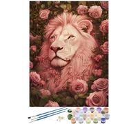 Paint by Numbers Kits for Adults Flower, Tiger Painting by Numbers for Kids 6-12 with Frame 30x40cm, Color Oil Adult Crafts with 3 Brush and Acrylic Paints, Home Wall Decor Delicate Female Gifts-517